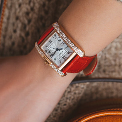 RUIMAS Fashion Automatic Mechanical Watch for Women Luxury Leather Ladies Wristwatch Waterproof Female Clock Reloj Mujer 6773-1