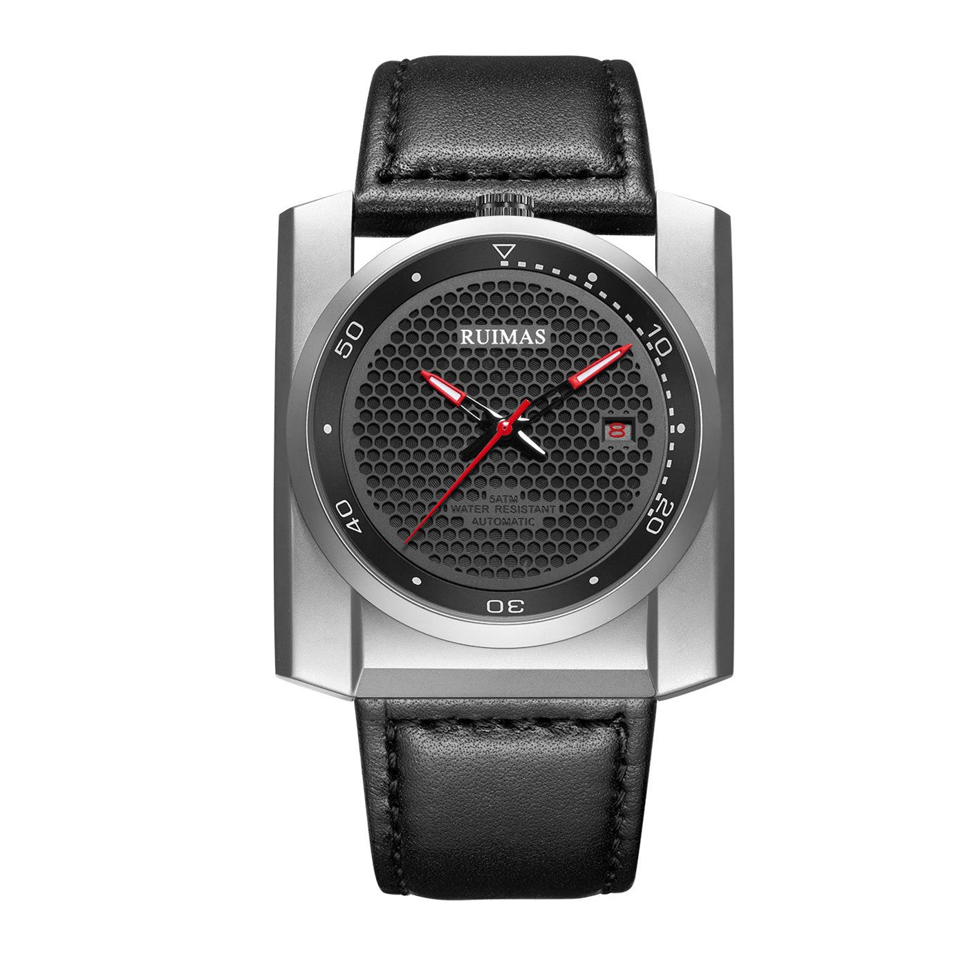 RUIMAS Luxury Men Watches Automatic Mechanical Wrist Watch for Mens Fashion Leather Business Casual Clock Montre Homme 6775-8