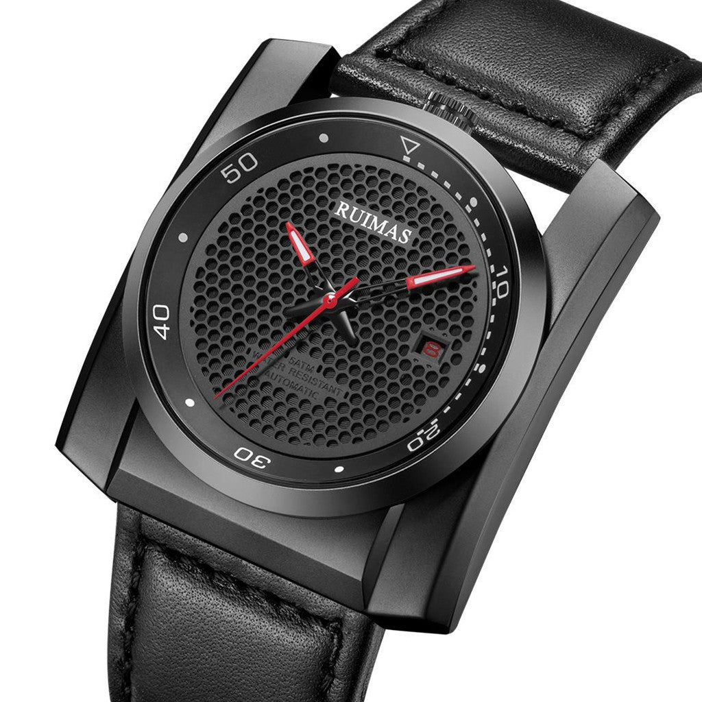 RUIMAS Luxury Men Watches Automatic Mechanical Wrist Watch for Mens Fashion Leather Business Casual Clock Montre Homme 6775-10