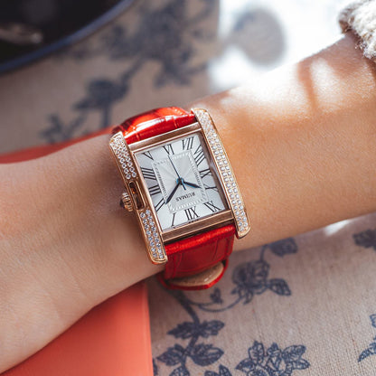 RUIMAS Fashion Automatic Mechanical Watch for Women Luxury Leather Ladies Wristwatch Waterproof Female Clock Reloj Mujer 6773-2