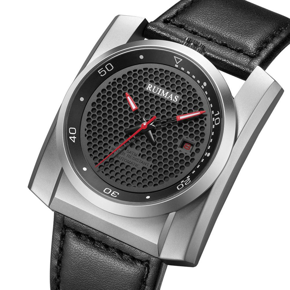 RUIMAS Luxury Men Watches Automatic Mechanical Wrist Watch for Mens Fashion Leather Business Casual Clock Montre Homme 6775-9