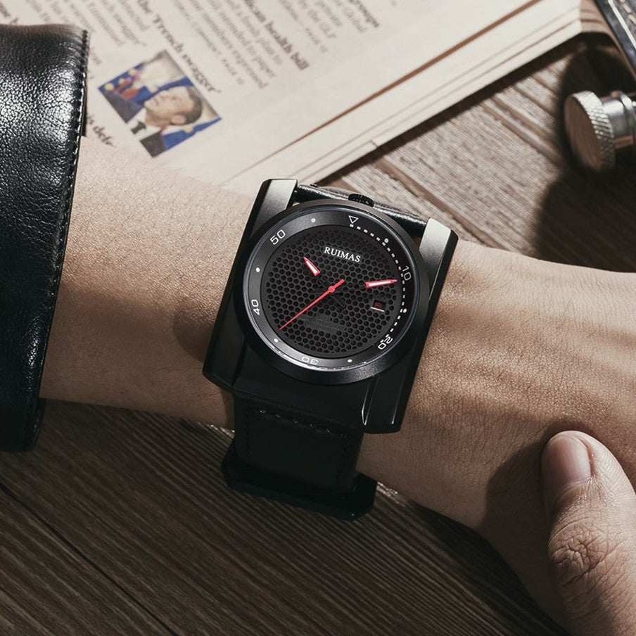 RUIMAS Luxury Men Watches Automatic Mechanical Wrist Watch for Mens Fashion Leather Business Casual Clock Montre Homme 6775-4