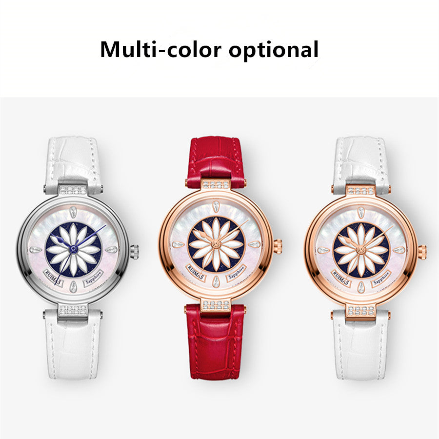 RUIMAS Women's Watch Automatic Mechanical Watches Sapphire Ladies Clock Top Brand Luxury Fashion Female Wristwatch Leather 6776-5