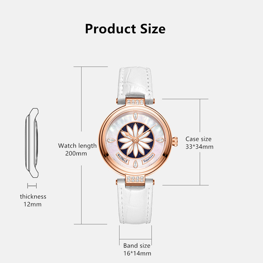 RUIMAS Women's Watch Automatic Mechanical Watches Sapphire Ladies Clock Top Brand Luxury Fashion Female Wristwatch Leather 6776-4