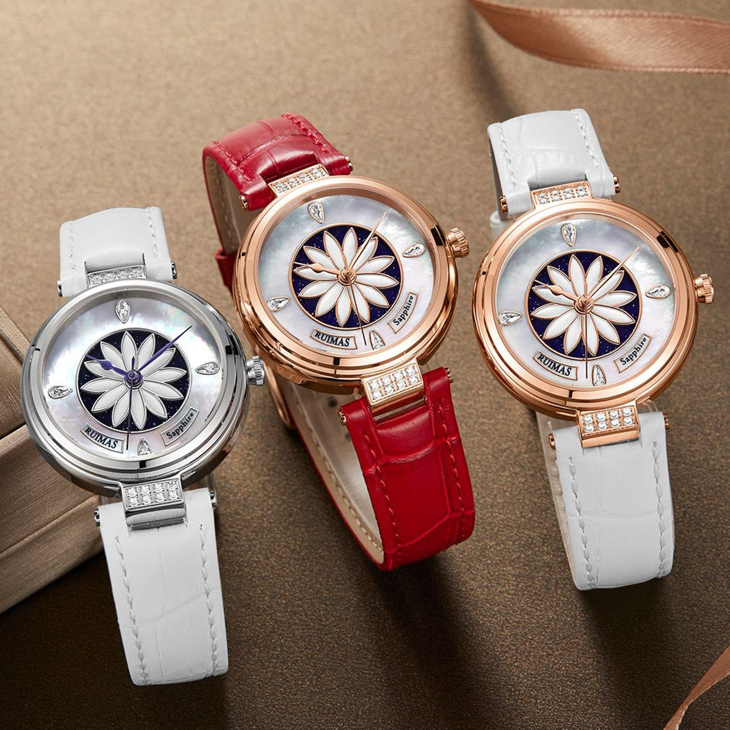 RUIMAS Women's Watch Automatic Mechanical Watches Sapphire Ladies Clock Top Brand Luxury Fashion Female Wristwatch Leather 6776-6