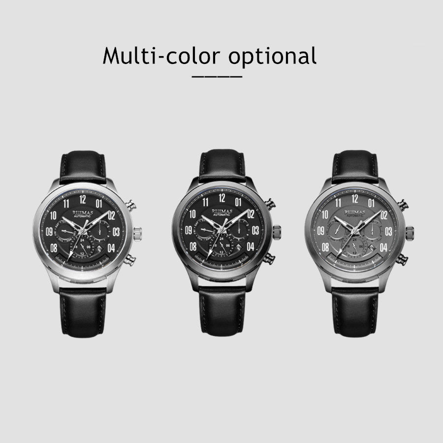 RUIMAS Luxury Casual Sport Watch for Men's Automatic Mechanical Watches Leather Luminous Man Clock Wrist Watch Chronograph 6785-5