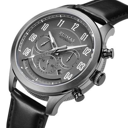 RUIMAS Luxury Casual Sport Watch for Men's Automatic Mechanical Watches Leather Luminous Man Clock Wrist Watch Chronograph 6785-8