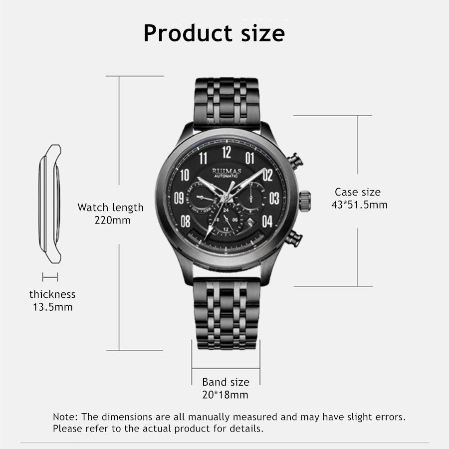 RUIMAS Watch Men Automatic Mechanical Watches Stainless Steel Luminous Business Wristwatch Top Brand Luxury Male Clock 6785-5