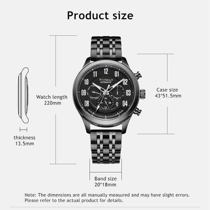 RUIMAS Watch Men Automatic Mechanical Watches Stainless Steel Luminous Business Wristwatch Top Brand Luxury Male Clock 6785-5