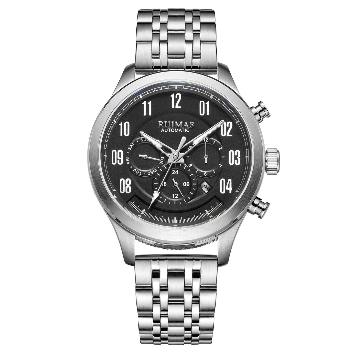 RUIMAS Watch Men Automatic Mechanical Watches Stainless Steel Luminous Business Wristwatch Top Brand Luxury Male Clock 6785-7