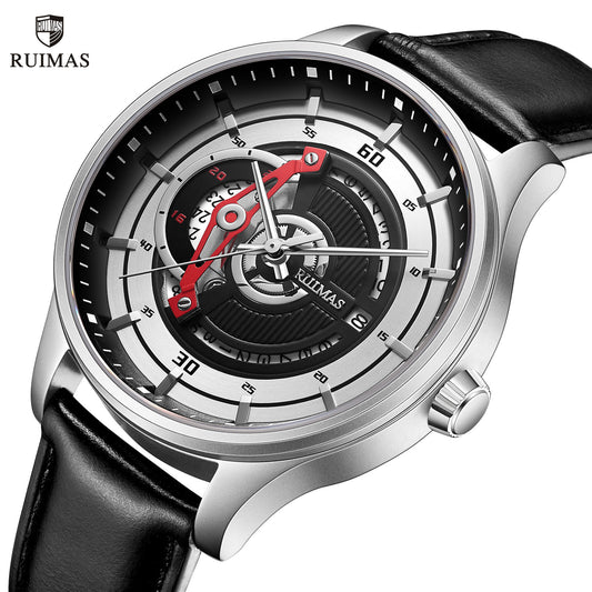 RUIMAS Mens Watches Luxury Fashion Sports Wristwatch Leather Strap Men's Army Military Watch Automatic Mechanical Man Clock 6786-0