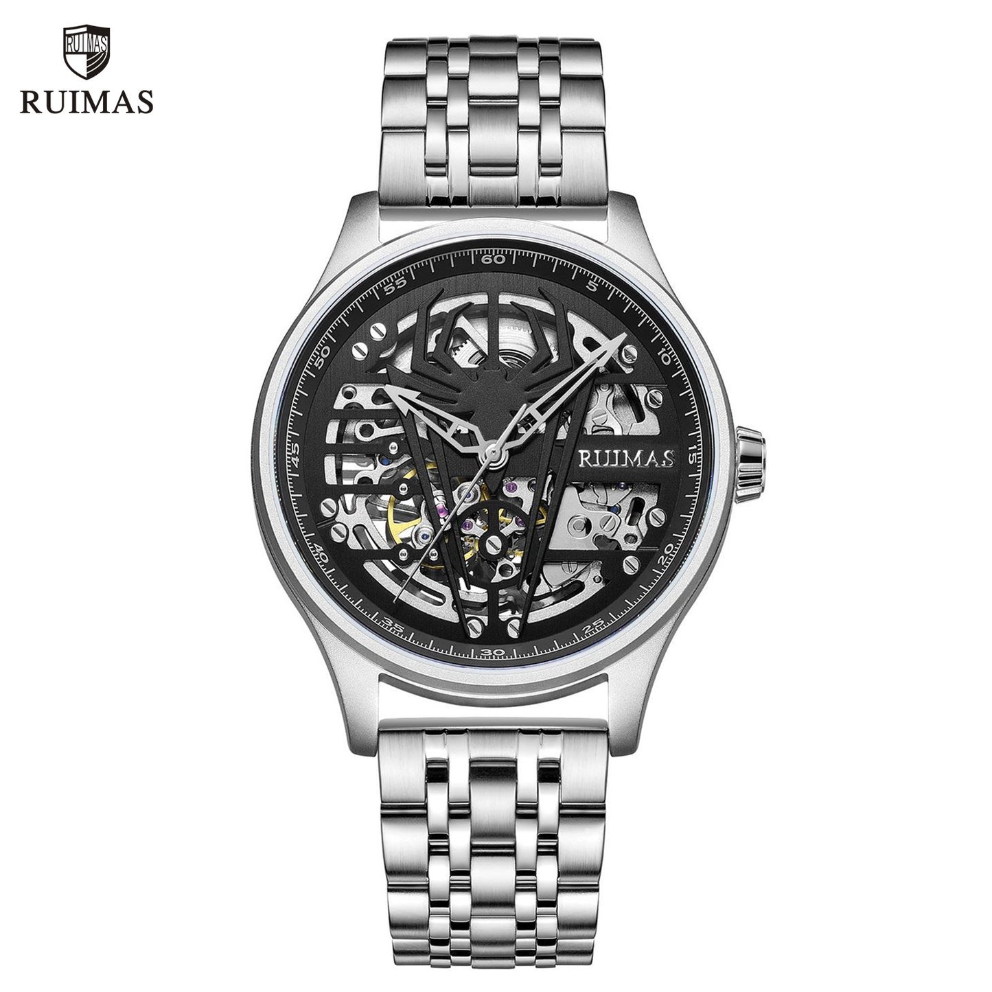 RUIMAS Watches for Men Top Brand Luxury Mechanical Chronograph Clock Stainless Steel Casual Wrist Watch Man Business Watch 6787-0