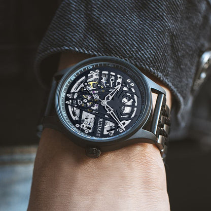 RUIMAS Watches for Men Top Brand Luxury Mechanical Chronograph Clock Stainless Steel Casual Wrist Watch Man Business Watch 6787-4