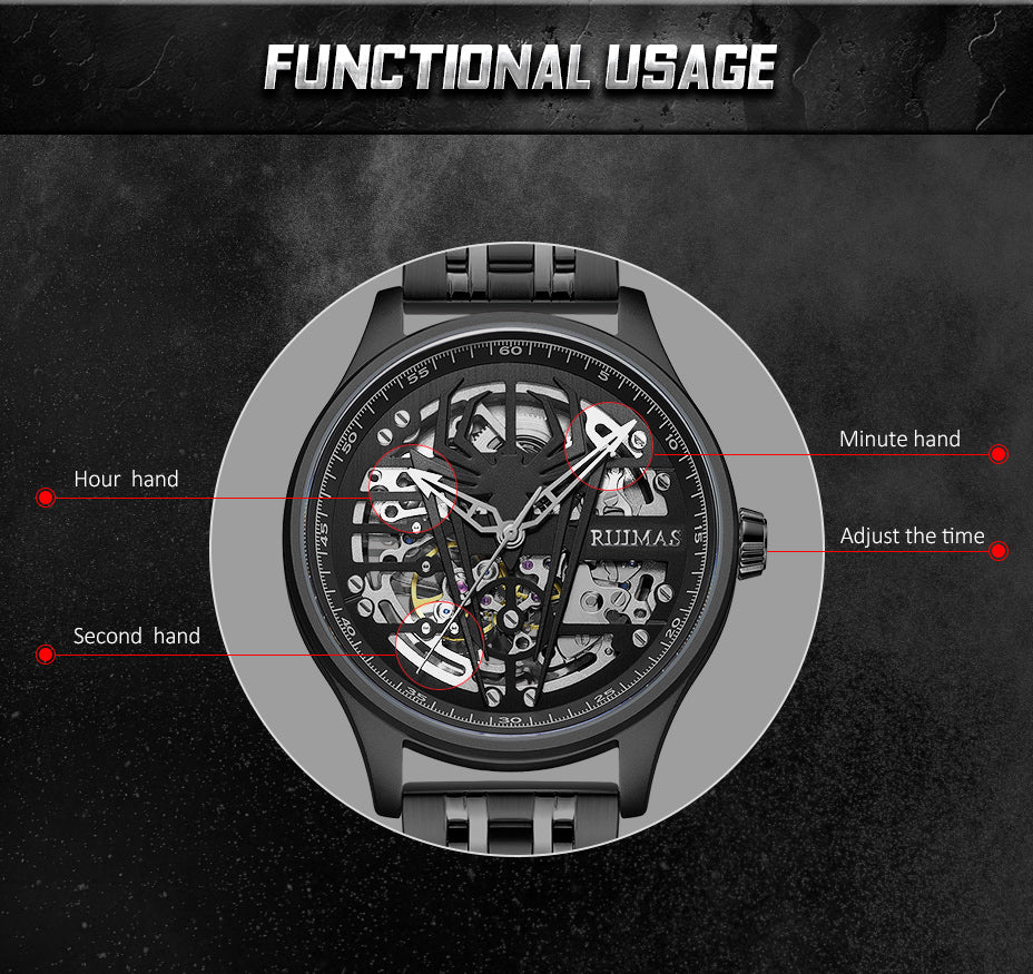 RUIMAS Watches for Men Top Brand Luxury Mechanical Chronograph Clock Stainless Steel Casual Wrist Watch Man Business Watch 6787-6