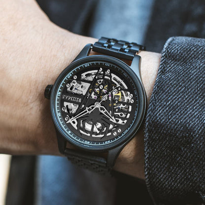 RUIMAS Watches for Men Top Brand Luxury Mechanical Chronograph Clock Stainless Steel Casual Wrist Watch Man Business Watch 6787-3