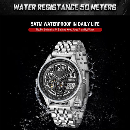 RUIMAS Watches for Men Top Brand Luxury Mechanical Chronograph Clock Stainless Steel Casual Wrist Watch Man Business Watch 6787-7