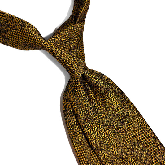 PHOENIX Gold Paisley Silk Grenadine Jacquard Tie-1