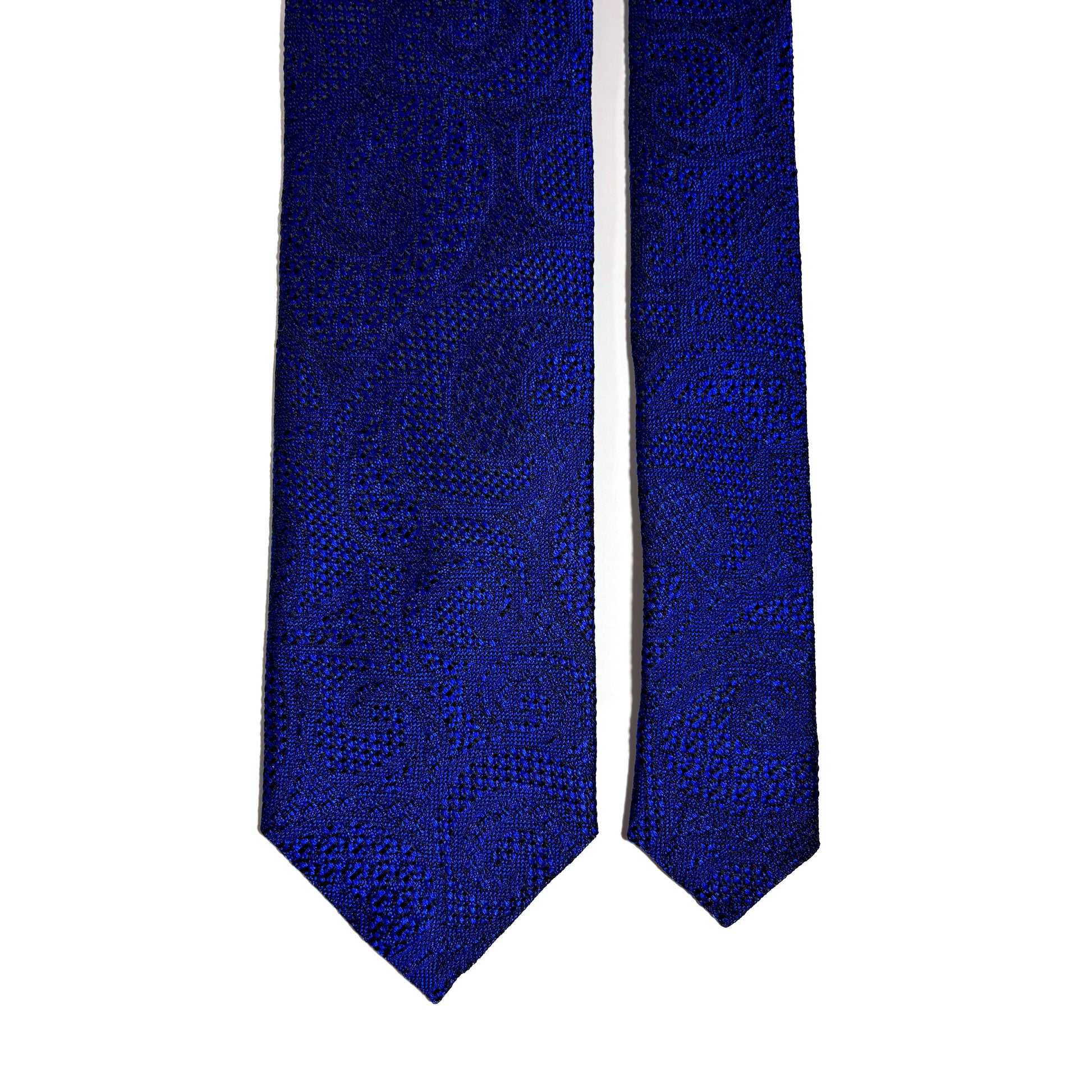 PHOENIX Royal Blue Paisley Silk Grenadine Jacquard Tie-2