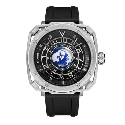 CHANCE Luxury Men Mechanical Wristwatch Automatic Watch Stainless Steel Case Sports Silicone Strap Luminous Watches Clock-0