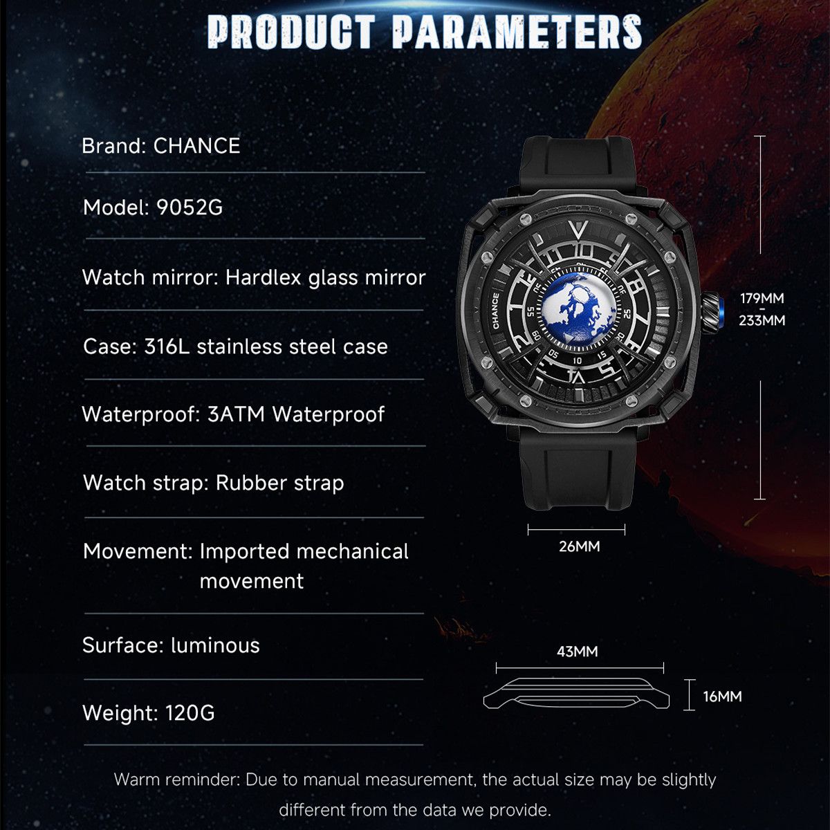 CHANCE Luxury Men Mechanical Wristwatch Automatic Watch Stainless Steel Case Sports Silicone Strap Luminous Watches Clock-2