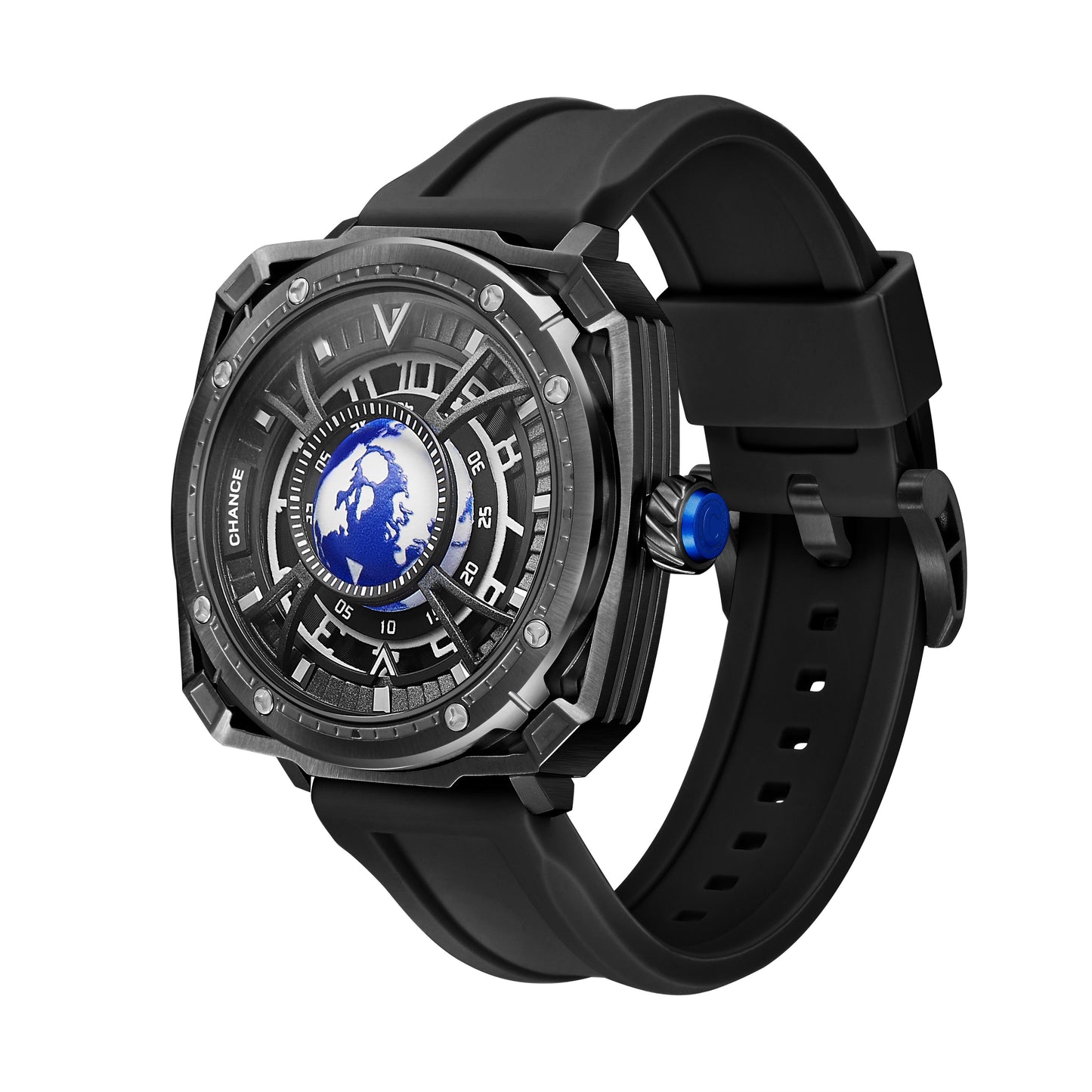 CHANCE Luxury Men Mechanical Wristwatch Automatic Watch Stainless Steel Case Sports Silicone Strap Luminous Watches Clock-6