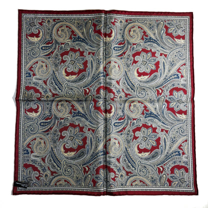 Burgundy Paisley Silk Pocket Square-4