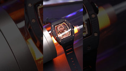 New Automatic Mechanical Skeleton Men Watch Luxury Stainless Steel Case Tonneau Dial Wristwatch Waterproof Sport Watches 9190-15-14