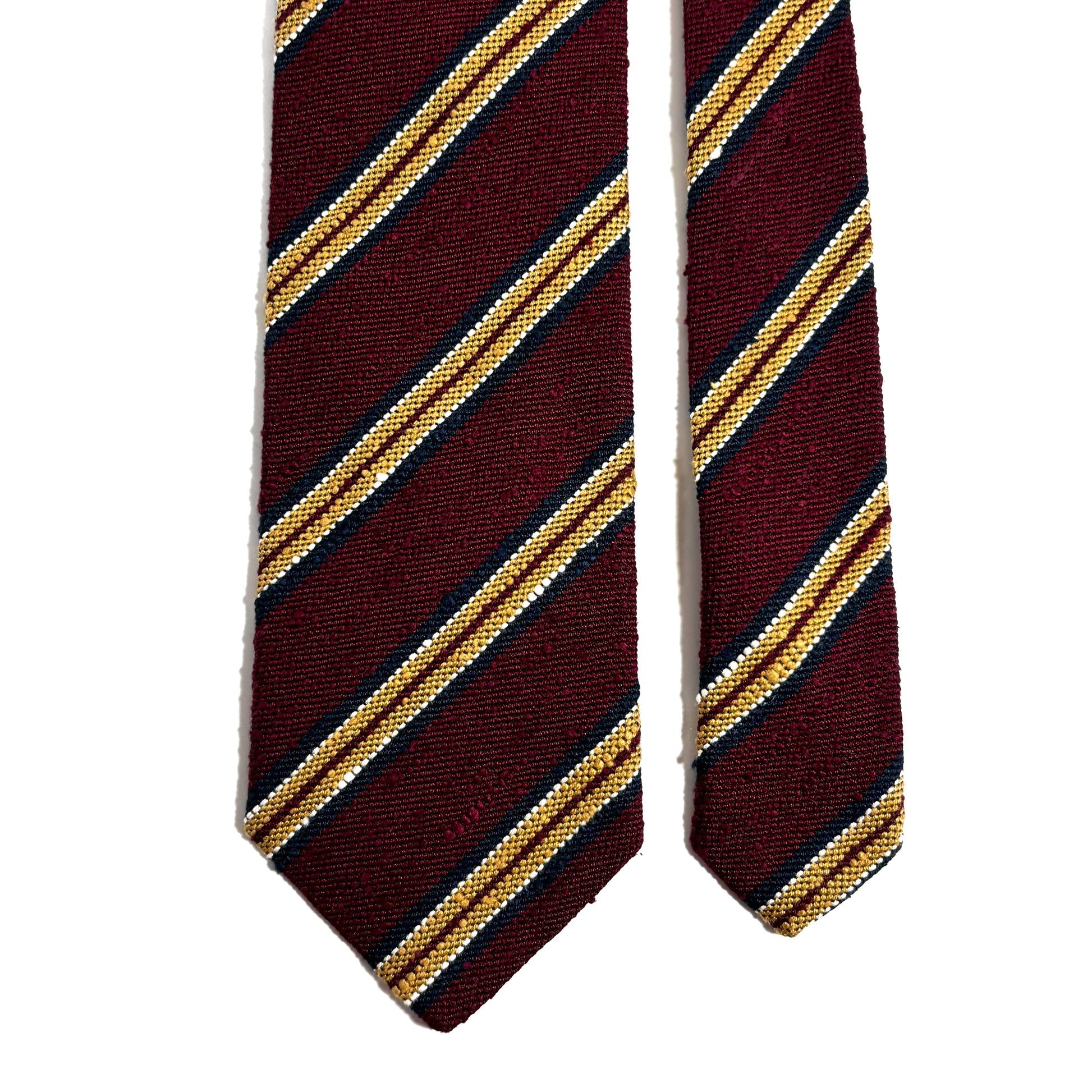 Burgundy & Gold Striped Silk Shantung Tie-2