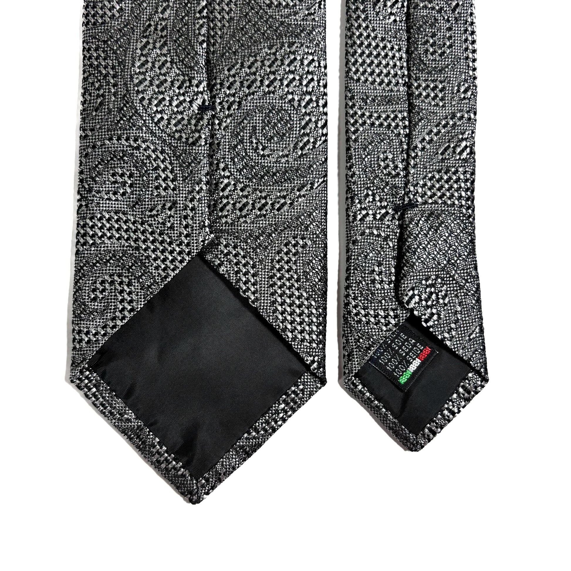 PHOENIX Silver Paisley Silk Grenadine Jacquard Tie-3