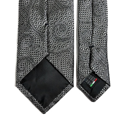 PHOENIX Silver Paisley Silk Grenadine Jacquard Tie-3