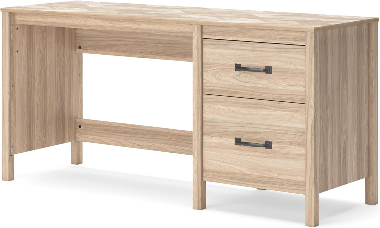 Battelle Home Office Desk, 60" W X 20" D X 29" H, Light Brown-3