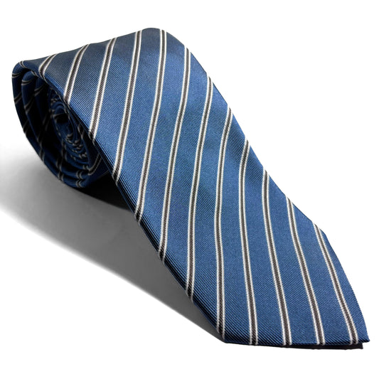 Light Blue Striped Silk Repp Tie-0