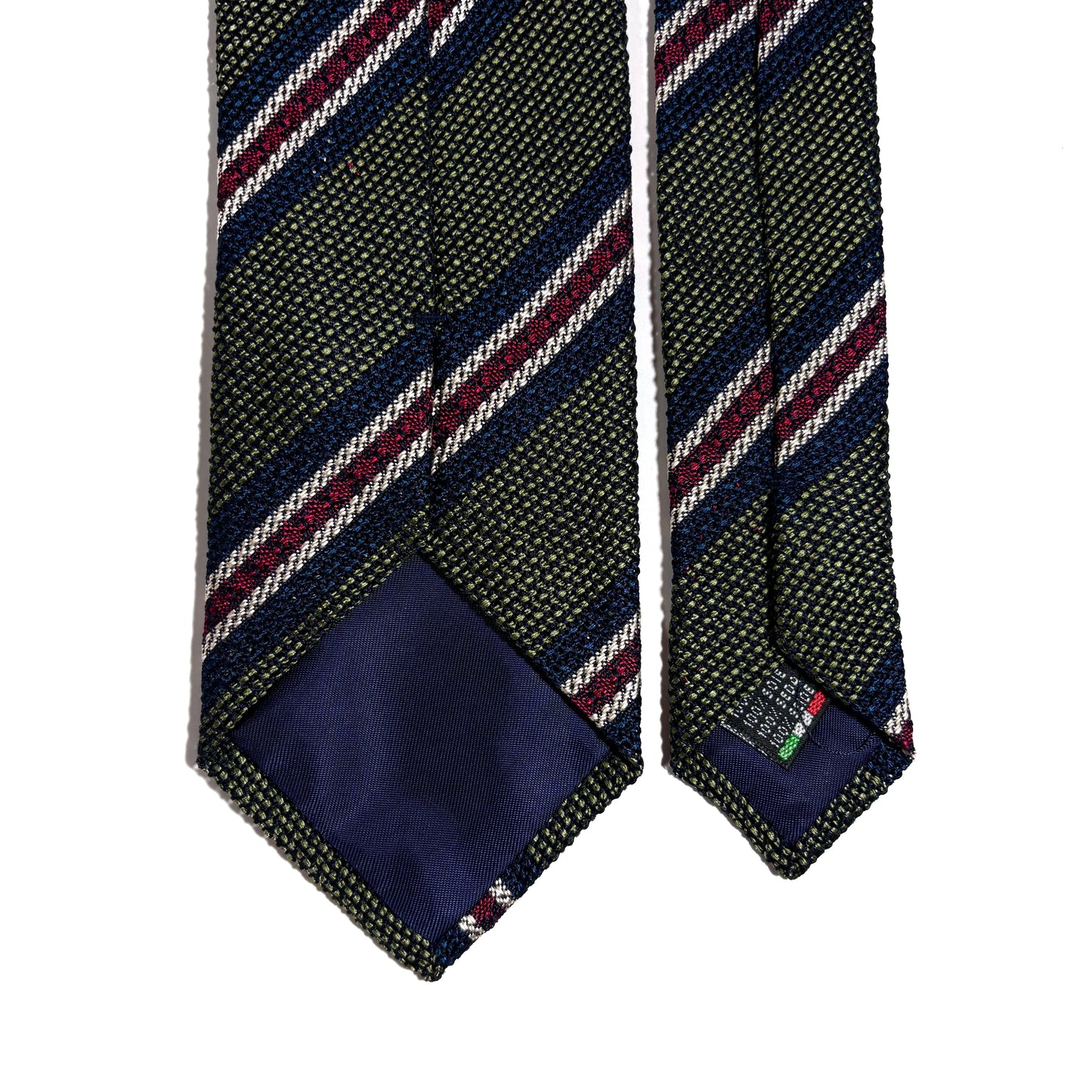 Olive Green Striped Silk Grenadine Tie (Garza Fina)-3