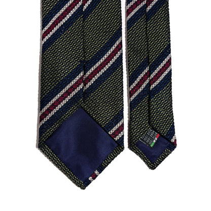 Olive Green Striped Silk Grenadine Tie (Garza Fina)-3