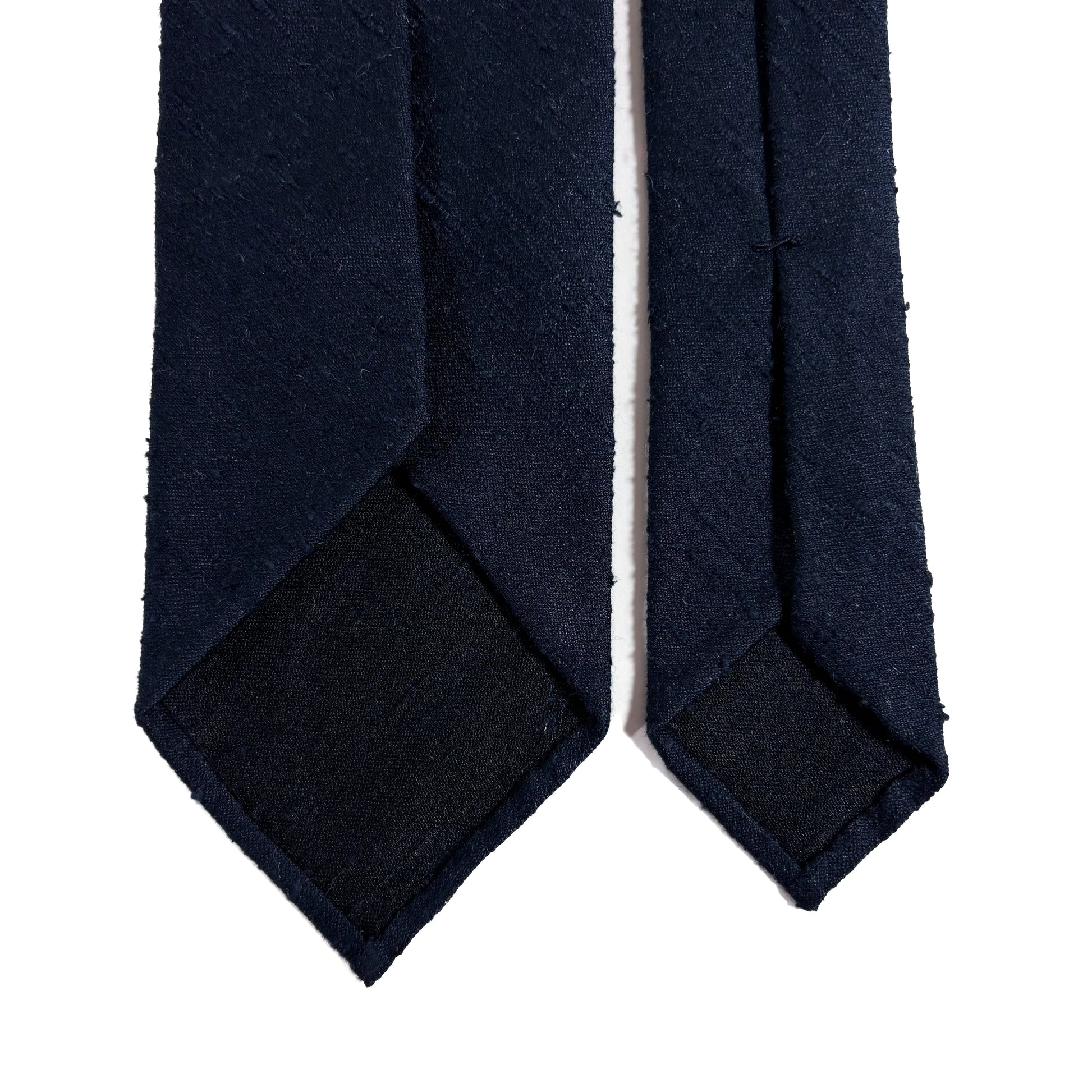 Untipped Navy Blue Silk Shantung Tie-3