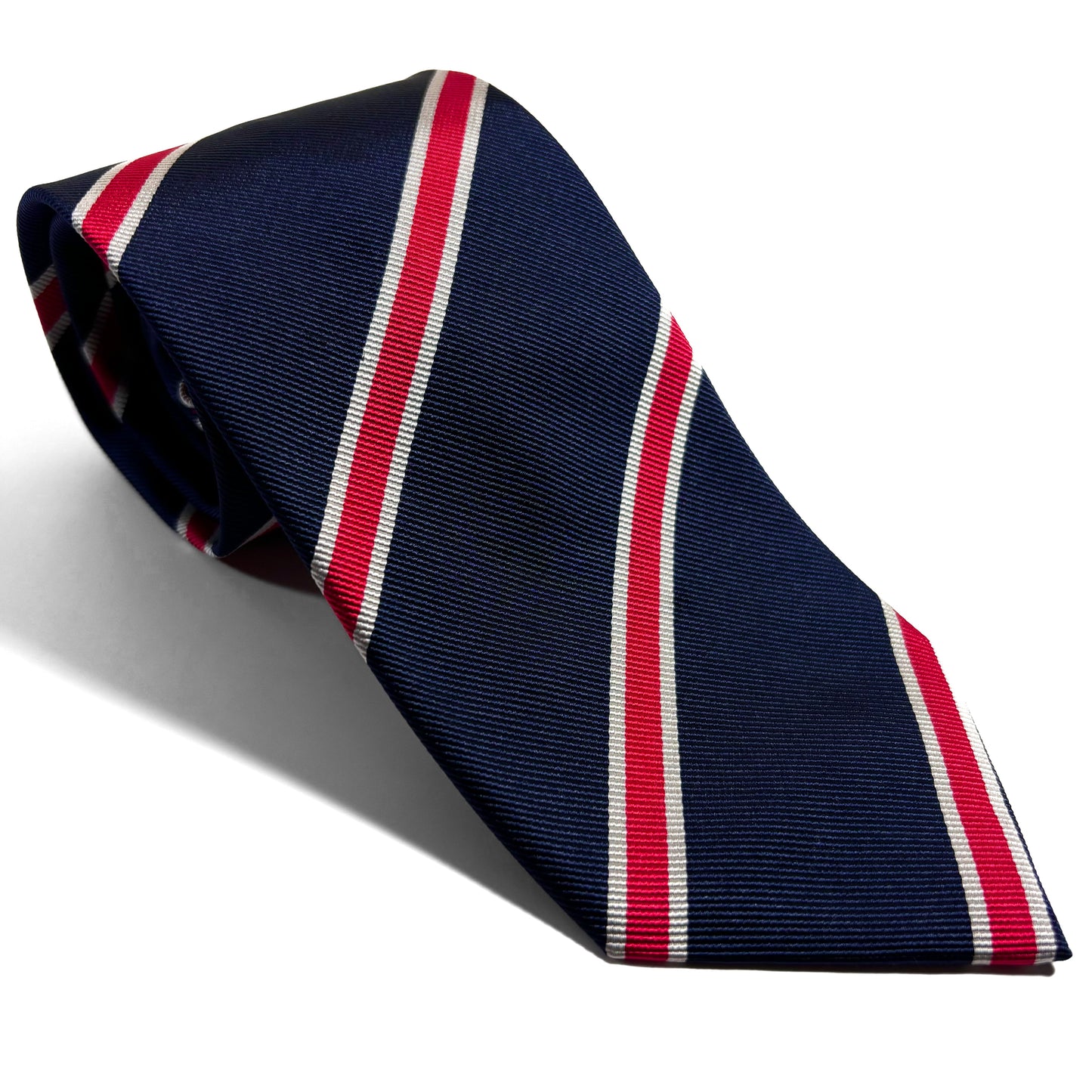 Navy Blue & Red Silk Repp Tie-0