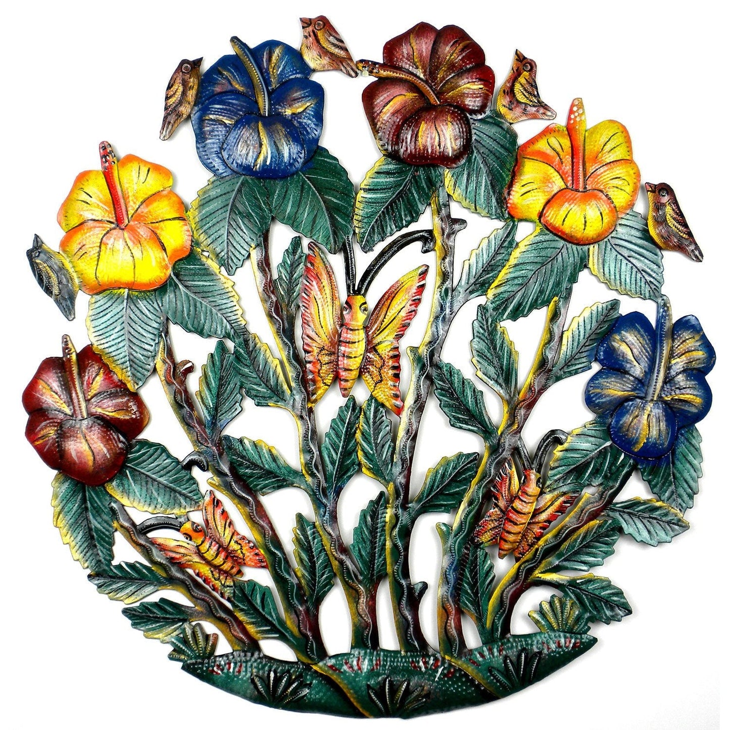 PAINTED FLOWER GARDEN METAL WALL ART - CROIX DES BOUQUETS