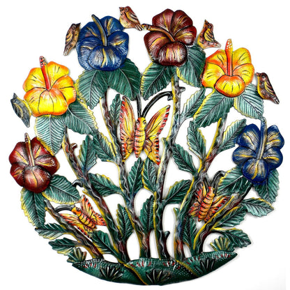 PAINTED FLOWER GARDEN METAL WALL ART - CROIX DES BOUQUETS