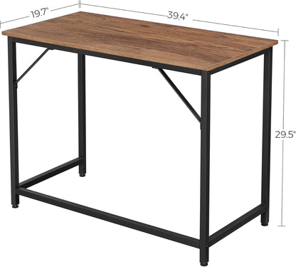 Computer Desk, Gaming Desk, Home Office Desk, for Small Spaces, 19.7 X 39.4 X 29.5 Inches, Industrial Style, Metal Frame, Hazelnut Brown and Black ULWD041B03V1-2