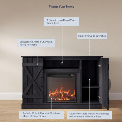 47" Rustic Grey Fireplace TV Stand for 50" TV-3