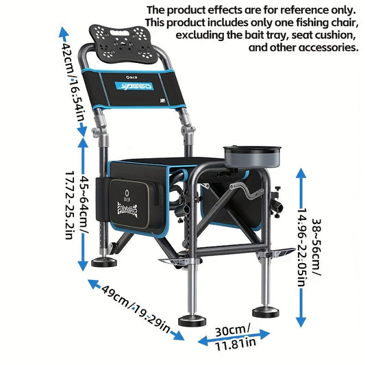 Portable Fishing Chair Adjustable Foldable Black Iron-1