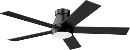 52" Ceiling Fan with Lights, Black Flush Mount Ceiling Fans, 5 Blades Low Profile Ceiling Fans, 6 Speeds DC Reversible, Dimmable, Modern Ceiling Fans for Bedroom, Living Room and Garage-0