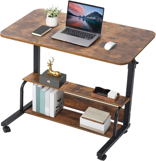 Adjustable Height Mobile Computer Desk with Rolling Wheels-0