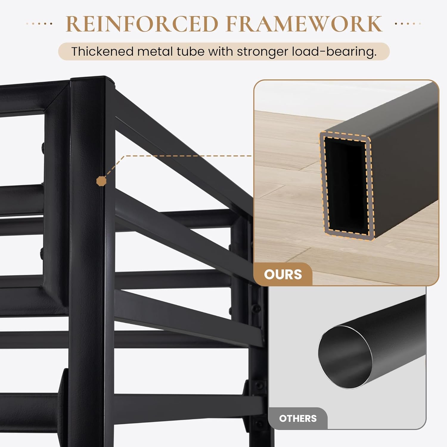 Loft Bed Twin Size with Ladder and Guardrail,Heavy Duty Metal Slats Support No Box Spring Needed Small Space Saving Furniture for Bedroom Dorm,Black-3