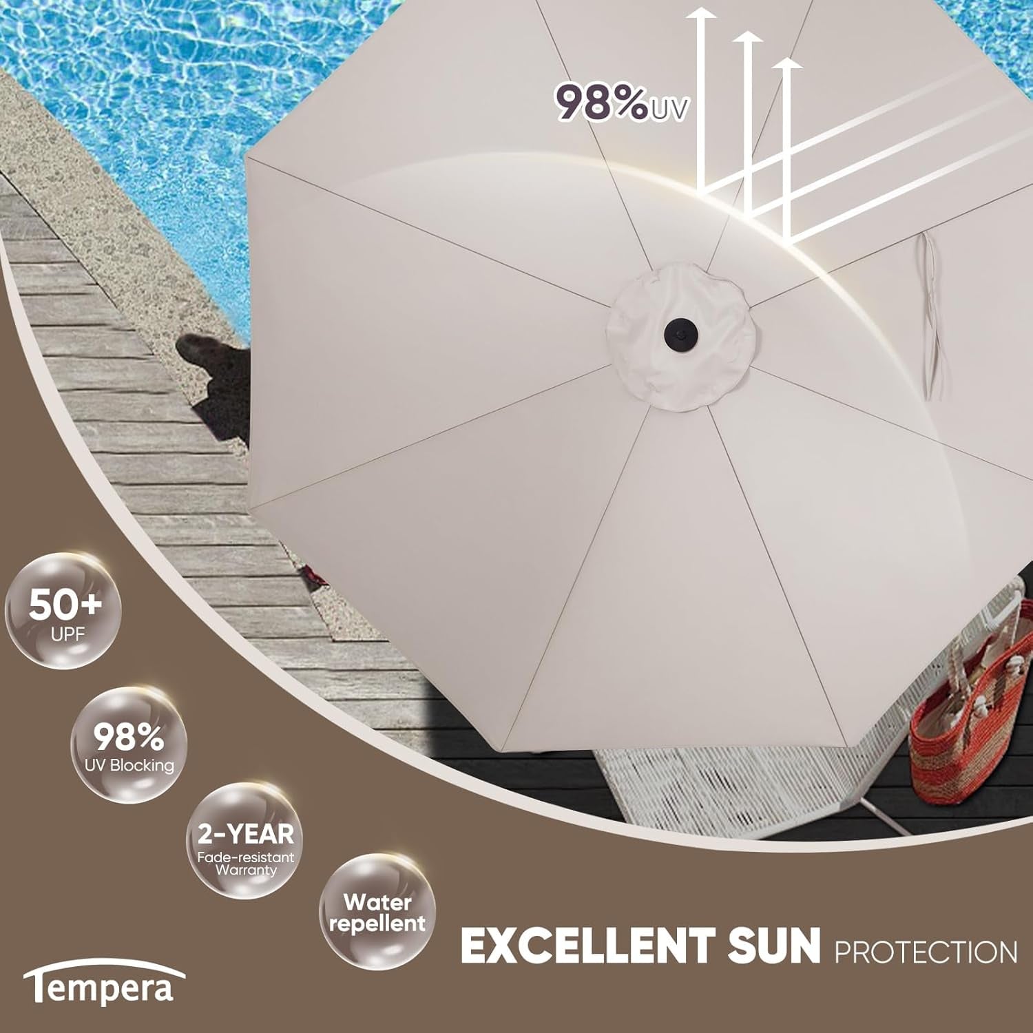 Patio Market Outdoor Table Umbrella with Push Button Tilt and Crank,Large Sun Umbrella with Sturdy Pole&Fade Resistant Canopy,Easy to Set-1