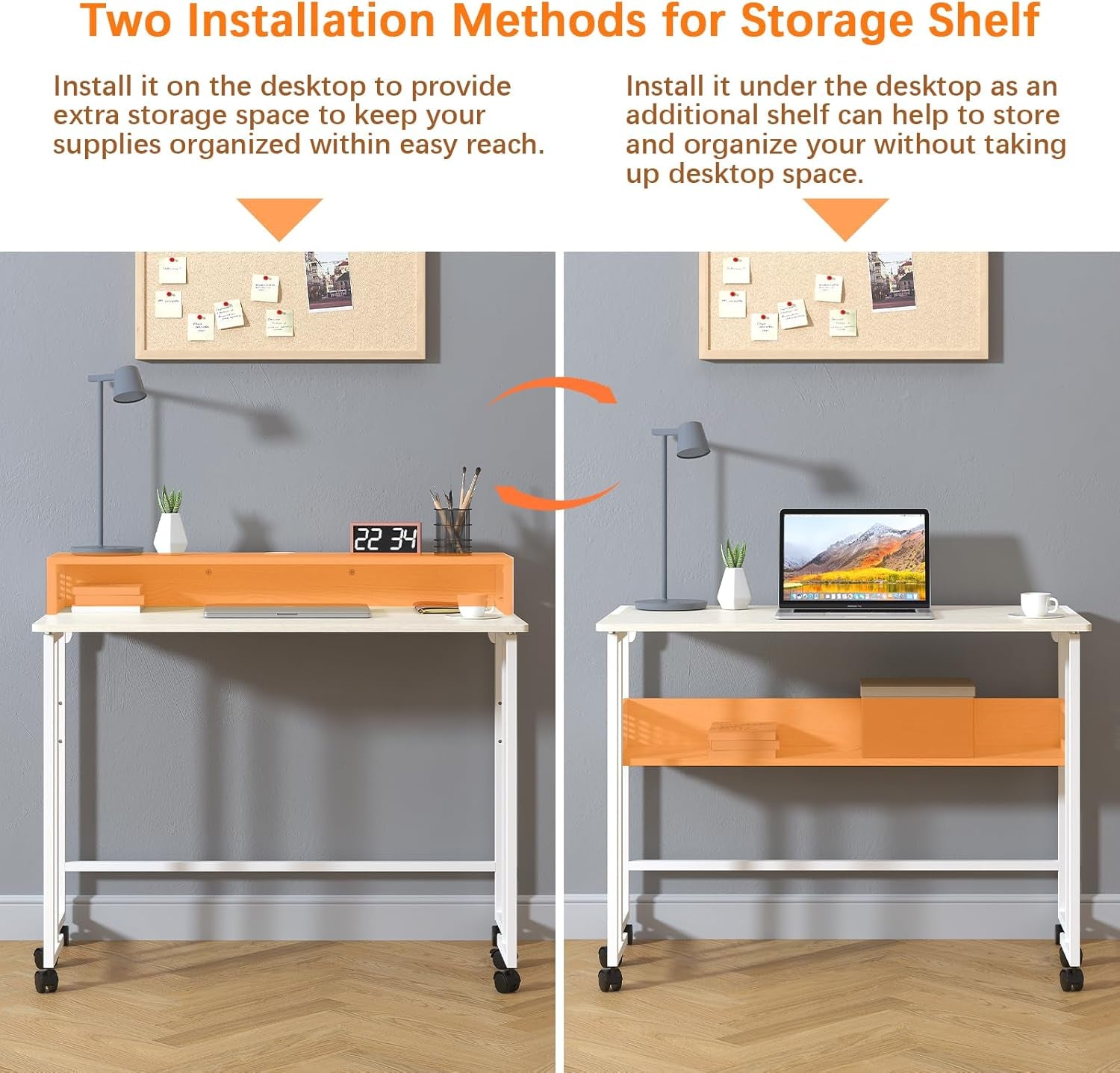 Folding Desk with Wheels and Storage for Small Spaces-3