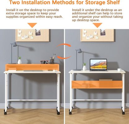 Folding Desk with Wheels and Storage for Small Spaces-3