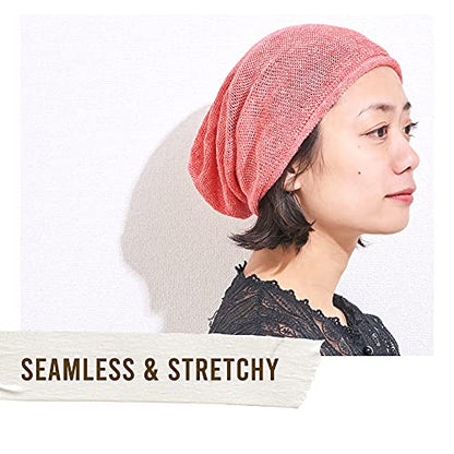 CHARM Linen Beanie Hat for Summer - Mens Slouchy Beanie Womens Baggy Knit Cap Cooling Hat Beige