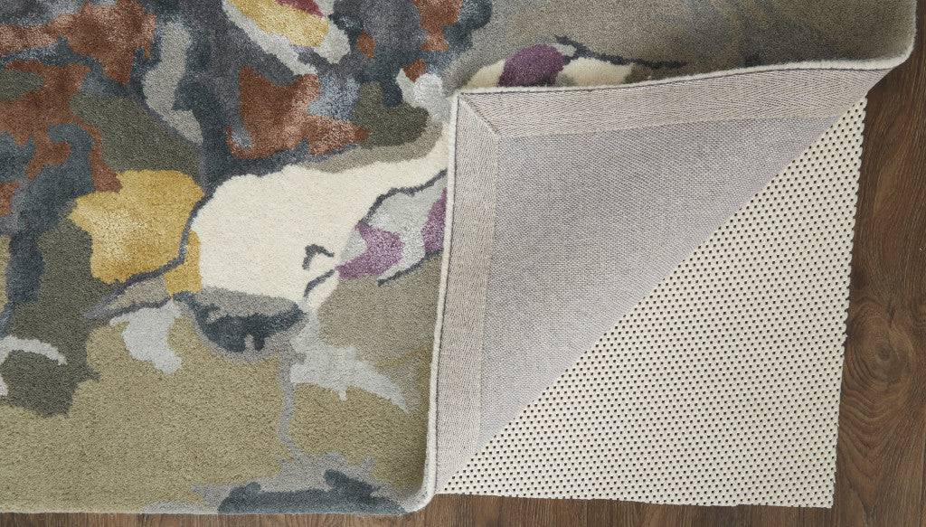 2' X 3' Pink and Green Wool Floral Hand Tufted Area Rug-3