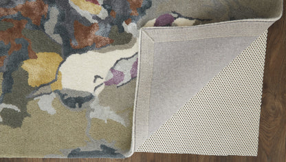 2' X 3' Pink and Green Wool Floral Hand Tufted Area Rug-3